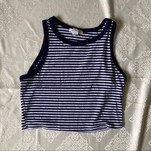 Striped crop top sleeveless tank top